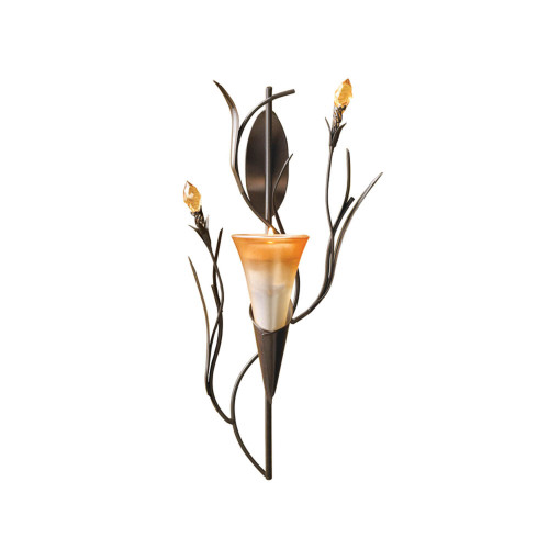 Lilies Candle Wall Sconce - 12.5" - Bronze Tone and Yellow - IMAGE 1