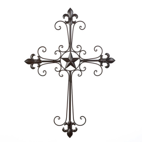 Lone Star and Scrolls Iron Wall Cross - 24.5" - IMAGE 1