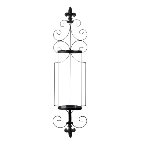 28" Black and Clear Contemporary Candle Wall Sconce - IMAGE 1