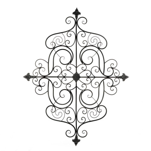 43.5" Black Fleur-De-Lis Scrollwork Wall Plaque - IMAGE 1