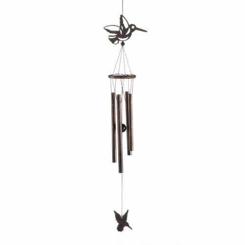 Hummingbirds Outdoor Wind Chime - 29" - Bronze Tone - IMAGE 1