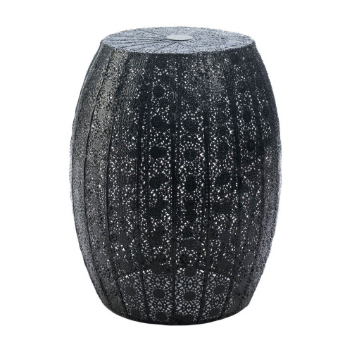 Moroccan Lace Barrel Stool - 16.25" - Black - IMAGE 1