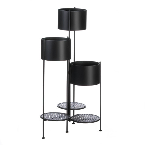 3-Tier Barrel Bucket Plant Stand - 37" - Black - IMAGE 1