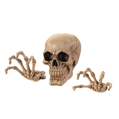 Skeleton Skull and Hands Halloween Wall Decorations - 5.75" - Beige - Set of 3" - IMAGE 1