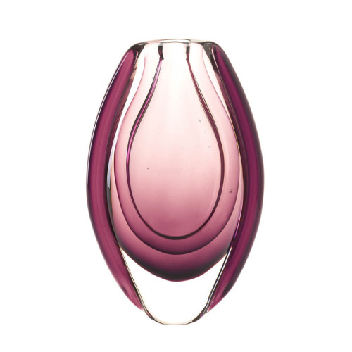 Wild Orchid Abstract Oval Glass Vase - 11" - Purple - IMAGE 1