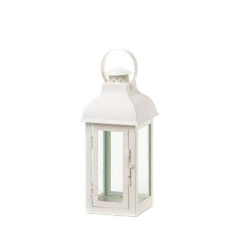 Medium Candle Lantern with Handle - 12.75" - White - IMAGE 1