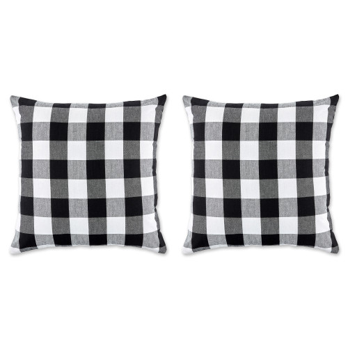 Set of 2 Black and White Buffalo Check Pillow Cover, 20" - IMAGE 1