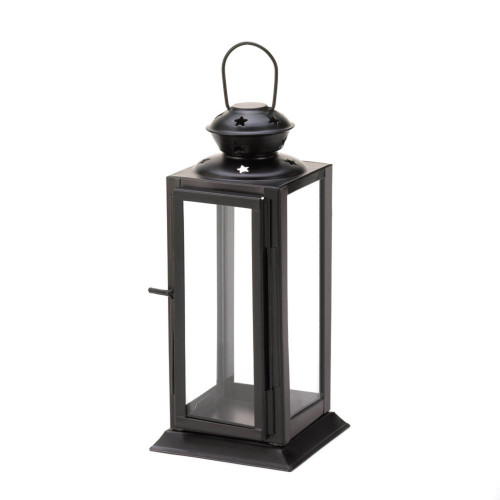 Starlight Candle Lantern - 8" - Black and Clear - IMAGE 1