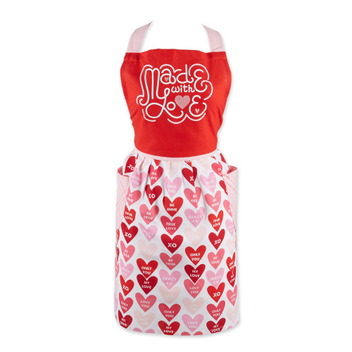 Conversation Hearts Valentine's Day Chef Apron - 35" - Red and White - IMAGE 1