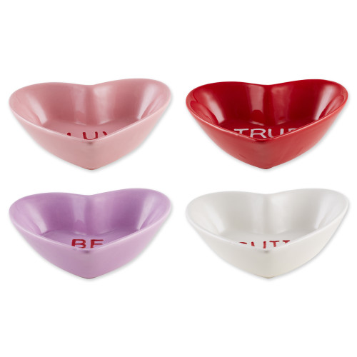 Set of 4 Red, Pink, and Purple Home Essentials and Accessories DII Heart-Shaped Sweet Talk Candy Bowls, 6" - IMAGE 1