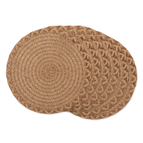 Woven Round Placemats - 15" - Camel Brown - Set of 6 - IMAGE 1