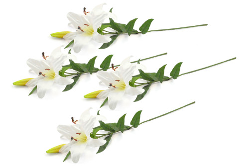 Set of 4 30.25" Cream White and Green Tiger Lily Flower Centerpieces - IMAGE 1