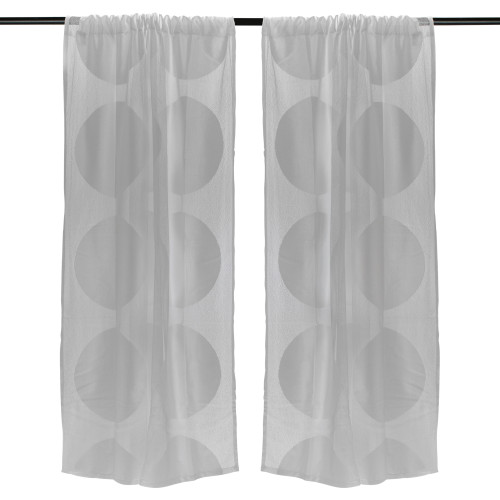 Set of 2 52" x 63" Matte Gray Lace Circle Modern Style Window Curtains - IMAGE 1