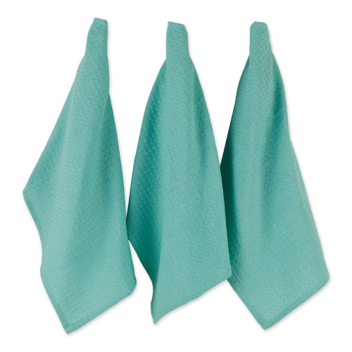 Waffle Weave Recycled Cotton Dish Towels - 26" - Aqua - Set of 6 - IMAGE 1
