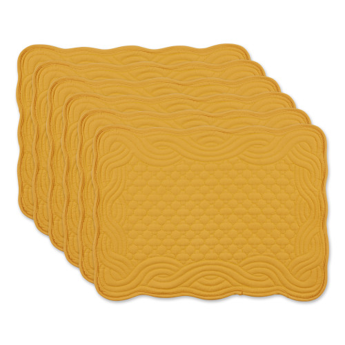 Wavy Quatrefoil Quilted Placemats - 18" - Amber - Set of 6 - IMAGE 1