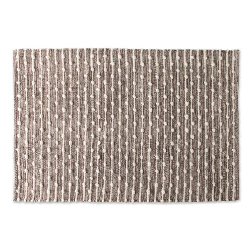 2' x 3' Stone Brown and Cream White Recycled Cotton Modern Style Loop Rug - IMAGE 1