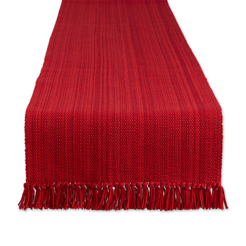 Variegated Table Runner with Knotted Tassels - 72" - Tango Red - IMAGE 1