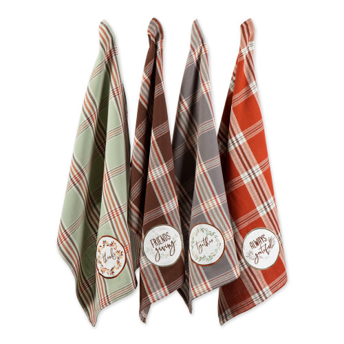 Plaid Rectangular Thanksgiving Dishtowels - 28" - Set of 4 - IMAGE 1