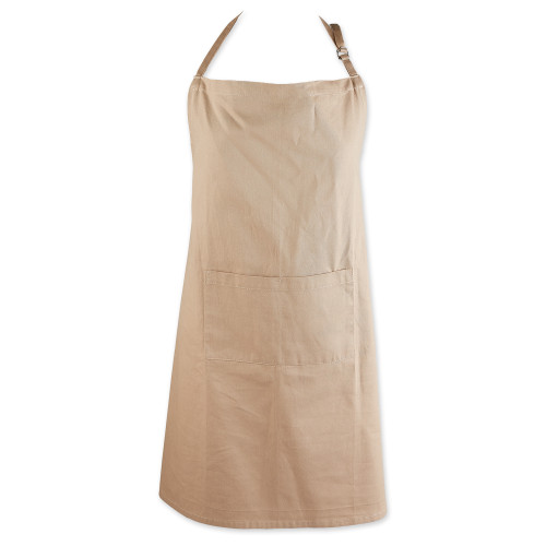 Plus Size Unisex Kitchen Apron with Large Front Pocket - 38" - Beige - IMAGE 1
