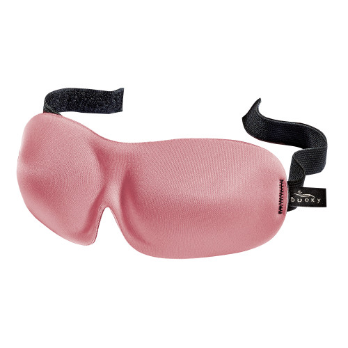 9" Pink and Black Solid Adjustable Polyester Sleeping Eye Mask - IMAGE 1