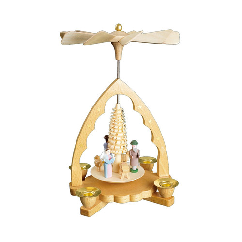 7.5" Richard Glaesser Nativity Scene Christmas Pyramid Candle Holder - IMAGE 1