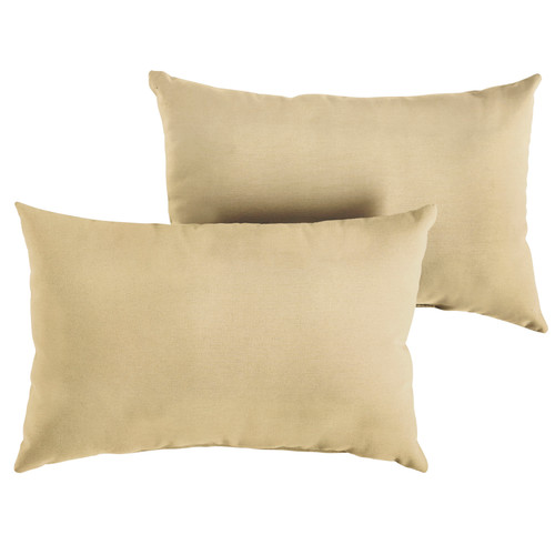 Set of 2 Beige Sunbrella Canvas Antique Indoor and Outdoor Throw Pillows, 20" - IMAGE 1