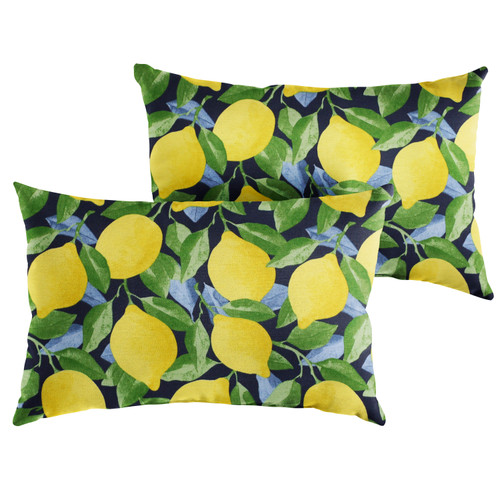 Set of 2 Yellow Lemons Indoor and Outdoor Pillow, 20" - IMAGE 1