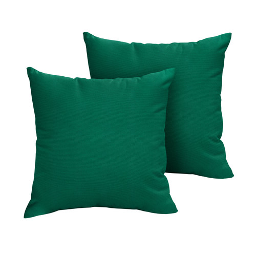 Set of 2 Green Sunbrella Canvas Forest Indoor and Outdoor Throw Pillows, 18" - IMAGE 1