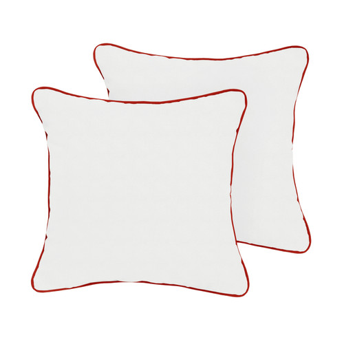 Set of 2 Sunbrella Canvas Natural/Canvas Jockey Red Outdoor Pillow, 18" - IMAGE 1