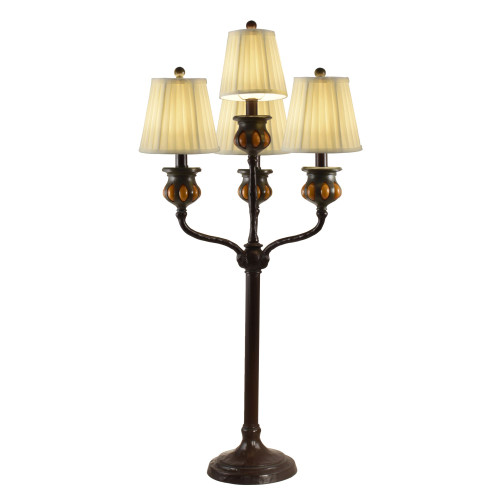 39" Brown and White Bedalo 4-Light Antique Bronze Buffet Lamp - IMAGE 1