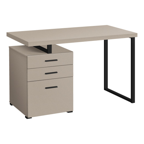 47.25-Inch Taupe Brown Rectangular Computer Desk With Black Legs - IMAGE 1