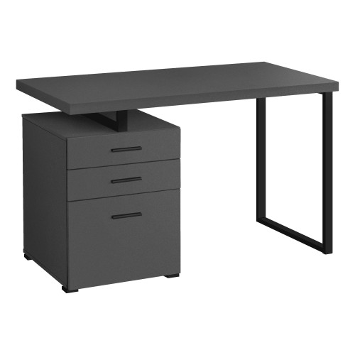 47.25-Inch Gray and Black Rectangular Computer Desk With 3 Side Drawers - IMAGE 1