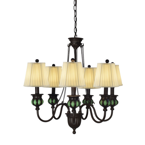 27" Green and Ivory Vintage Empire 6-Light Chandelier - IMAGE 1