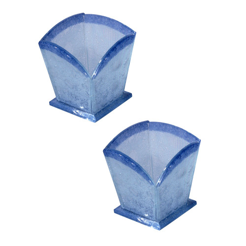 Set of 2 Bubble Fused Glass Candle Votive Holders 4" - IMAGE 1