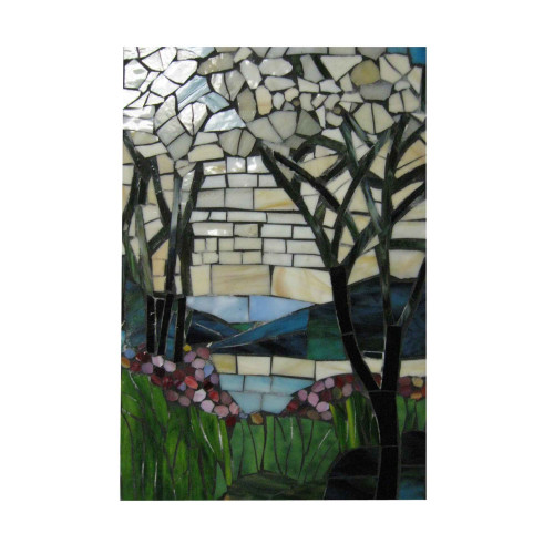 18" Fern Magnolia Iris Glass Wall Panel - IMAGE 1