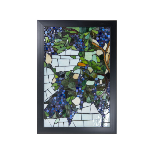 18" Purple and Green Contemporary Grapevine Glass Wall Panel - IMAGE 1