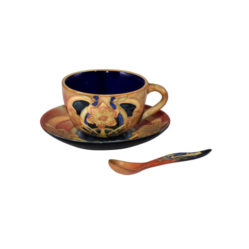 5" Pasque Flower Hand-Painted Porcelain Cup and Saucer Set - IMAGE 1