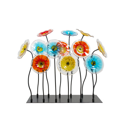 Flower Garden Handcrafted Art Glass Decoration - 40" - IMAGE 1