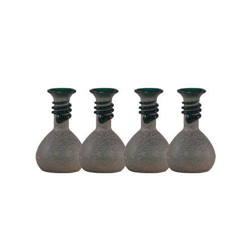 Set of 4 Charcoal Gray and Black Contemporary Glass Vases 5" - IMAGE 1