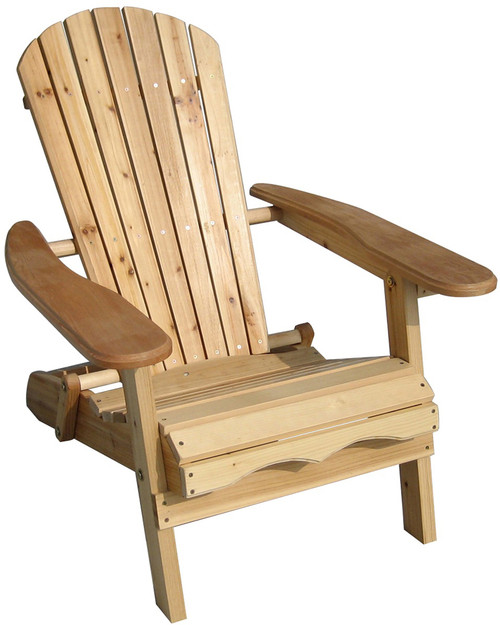 Beige Natural Wood Foldable Adirondack Outdoor Patio Chair - IMAGE 1