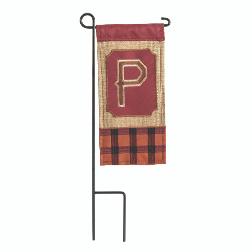 Set of 2 Maroon Red and Brown Fall Monogram P Mini Outdoor Garden Flag 8.5" x 4" - IMAGE 1