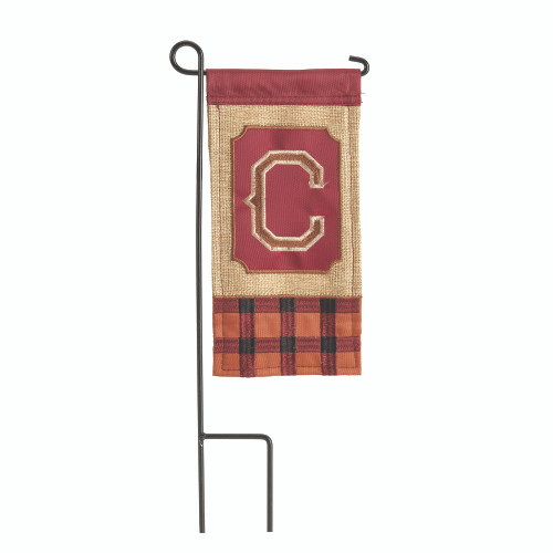Embroidered Monogram C Mini Outdoor Garden Flag with Pole - 8.5" x 4" - IMAGE 1