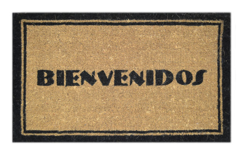 30" Brown and Black Rectangular Bienvenidos Basic Coir Door Mat - IMAGE 1