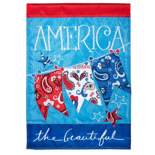 Blue Double Applique America The Beautiful Outdoor Garden Flag 18" x 13" - IMAGE 1