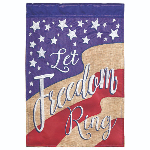 Stars and Stripes "Let Freedom Ring" Patriotic Outdoor Garden Flag - 18" x 13" - IMAGE 1