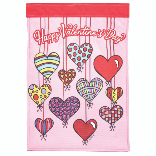 Pink and Red Happy Valentine's Double Applique Outdoor Garden Flag 18" x 13" - IMAGE 1