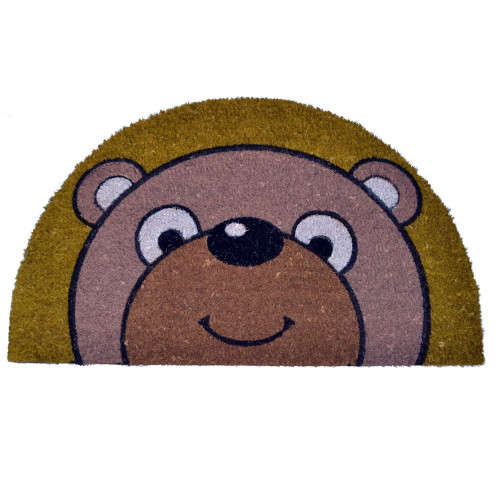 30" x 18" Dijon Yellow, Brown, and Black Half-Round Bear Home Essentials Decorative Handwoven Mat - IMAGE 1
