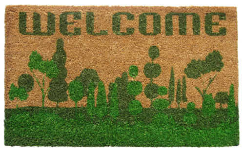 30" x 18" Brown and Green Rectangular "Welcome" Nature-Inspired Home Essentials Decorative Handwoven Mat - IMAGE 1