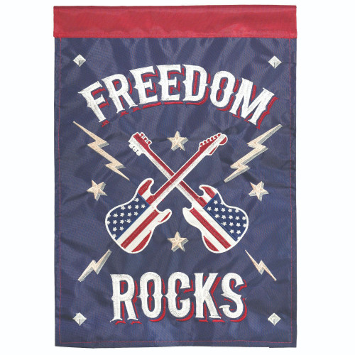 Applique Patriotic "Freedom Rocks" Outdoor Garden Flag - 18" x 13" - IMAGE 1