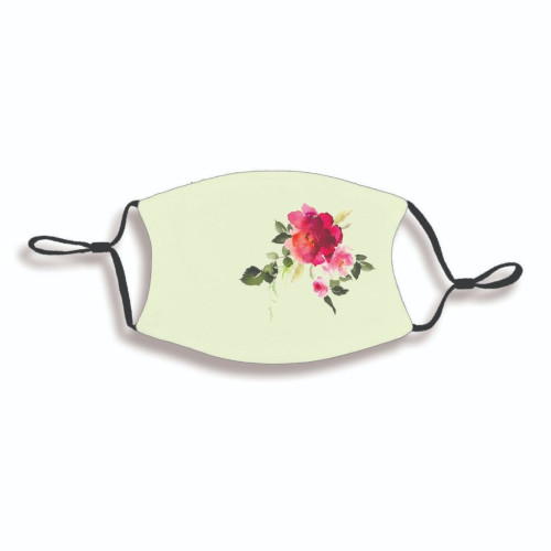 Double Layer Floral Adult Face Mask - 7" - Pink and White - IMAGE 1
